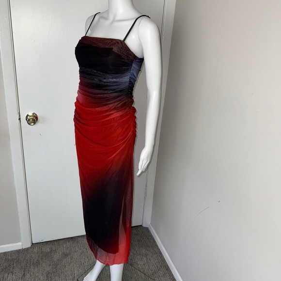 Micas Ruched Ombre Bodycon Dress Sleeveless Cocktail Party Evening‎ Gown Size M - Picture 1 of 11